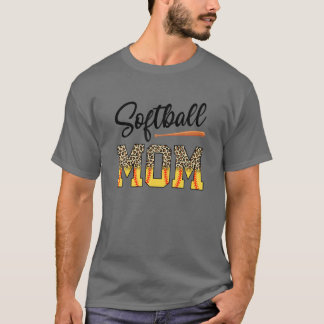 Softball Mamma Leopard Baseball Sports Älskare Mor T Shirt