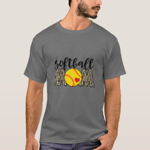 Softball Mamma Leopard Baseball Sports Älskare Mor T Shirt