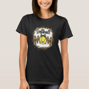 Softball Mamma Leopard Bleached Mamma Mamma Mor Da T Shirt