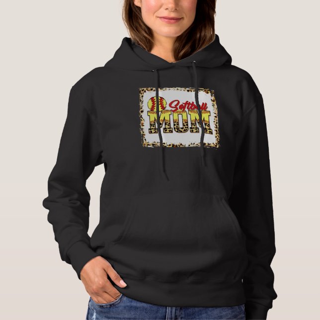 Softball Mamma Leopard Bleached Mamma Mamma Mor Da T Shirt (Framsida)