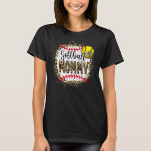 Softball Mamma Leopard Bleached Mors dag Game T Shirt
