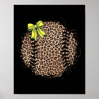 Softball-Mamma Leopard Coquette-båge Softball-Mamm Poster