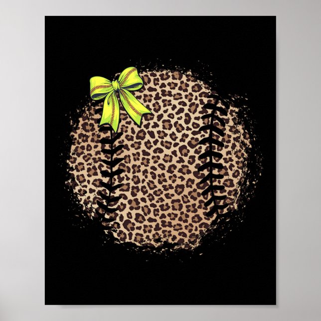 Softball-Mamma Leopard Coquette-båge Softball-Mamm Poster (Framsidan)