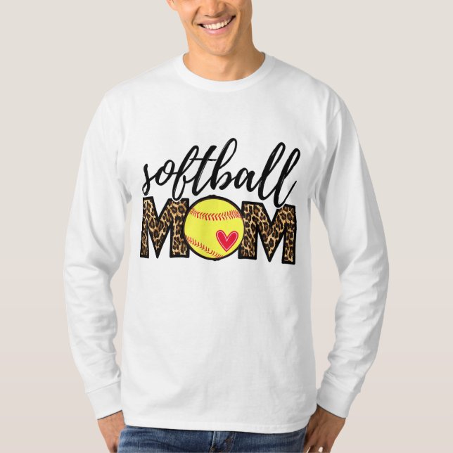 Softball Mamma Leopard Funny Baseball Mamma Mor T Shirt (Framsida)