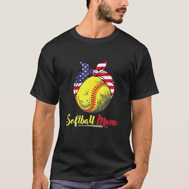 Softball Mamma Leopard Funny Baseball Mamma Mor T Shirt (Framsida)