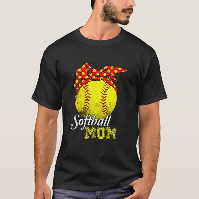 Softball Mamma Leopard Funny Baseball Mamma Mor T Shirt (Framsida)