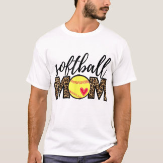 Softball Mamma Leopard Funny Baseball Mamma Mor T Shirt