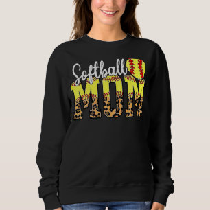 Softball Mamma Leopard Heart Sport Mors dag 1 T Shirt