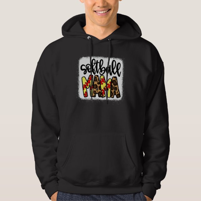 Softball Mamma Leopard Hoodie (Framsida)