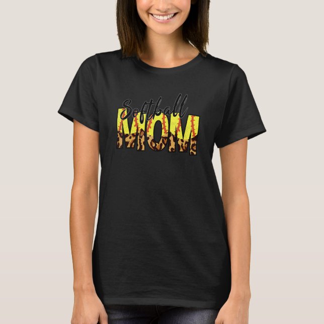 Softball Mamma Leopard Mamma Women 2 T Shirt (Framsida)