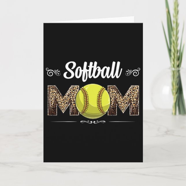 Softball Mamma Leopard Rolig Boll Mamma Mors Dag M Kort (Framsida)