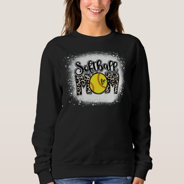 Softball Mamma Leopard Skriv ut utlöst Distress Tr T Shirt (Framsida)