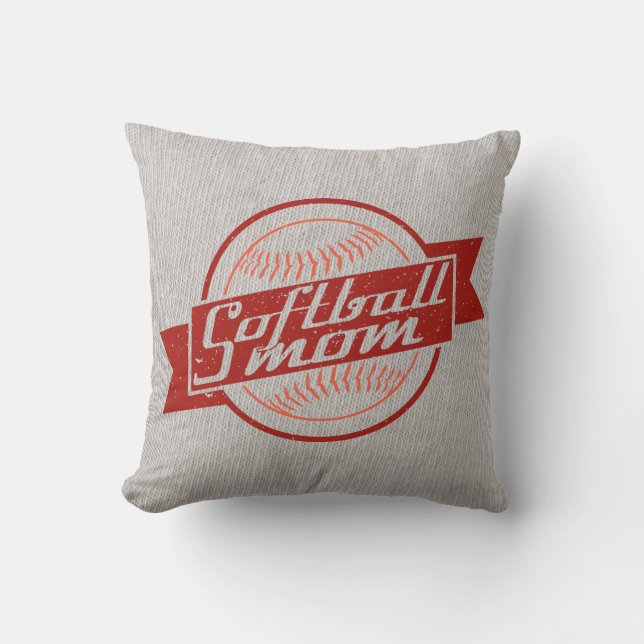 Softball Mamma Namn och Number Pillow Cushion Kudde (Framsida)