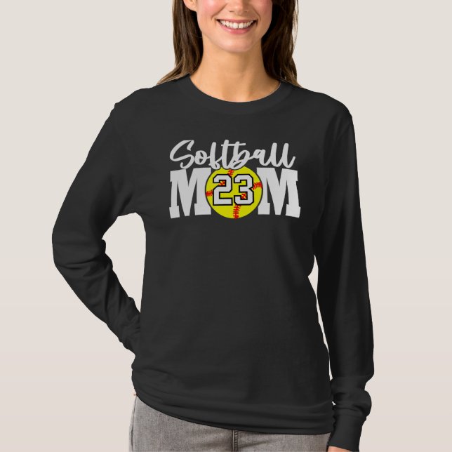 Softball Mamma nummer 23 T Shirt (Framsida)