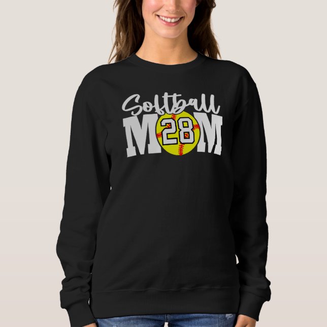 Softball Mamma nummer 28 T Shirt (Framsida)