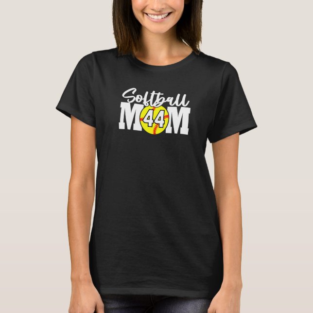 Softball Mamma nummer 44 T Shirt (Framsida)