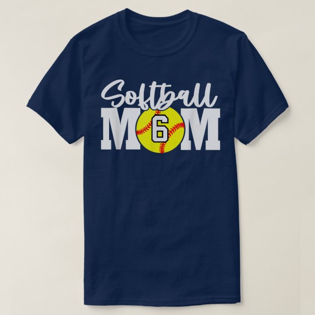 Softball Mamma nummer 6 T Shirt (Design framsida)