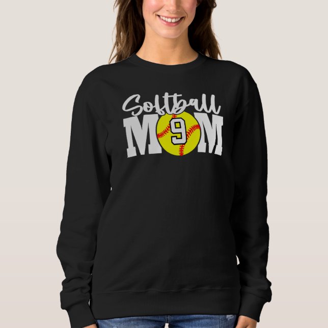 Softball Mamma nummer 9 T Shirt (Framsida)