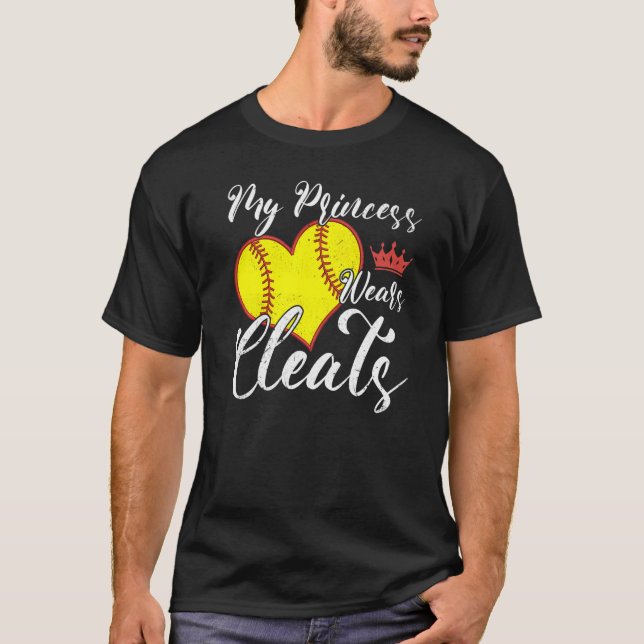 Softball Mamma Pappa Baseball Player Mina prinsess T Shirt (Framsida)