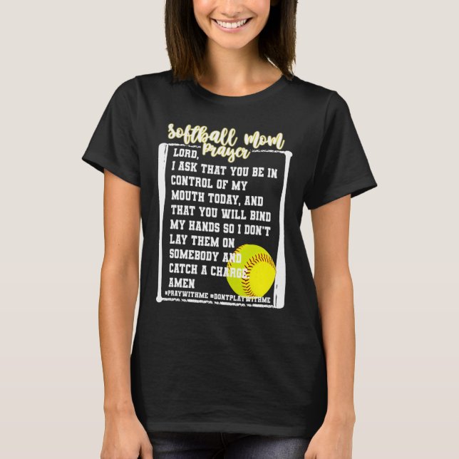 Softball Mamma Prayer Game Day Baseball Christian  T Shirt (Framsida)