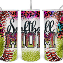 Softball Mamma Rainbow Leopard Tumbler MAMMA