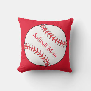 Softball Mamma Red and White Outdoor Pillow Utomhuskudde