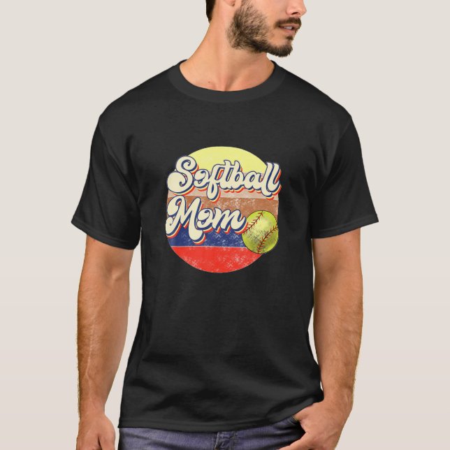 Softball Mamma Retro T T Shirt (Framsida)