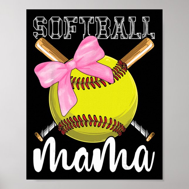Softball Mamma Softball Coquette-slöja  Poster (Framsidan)