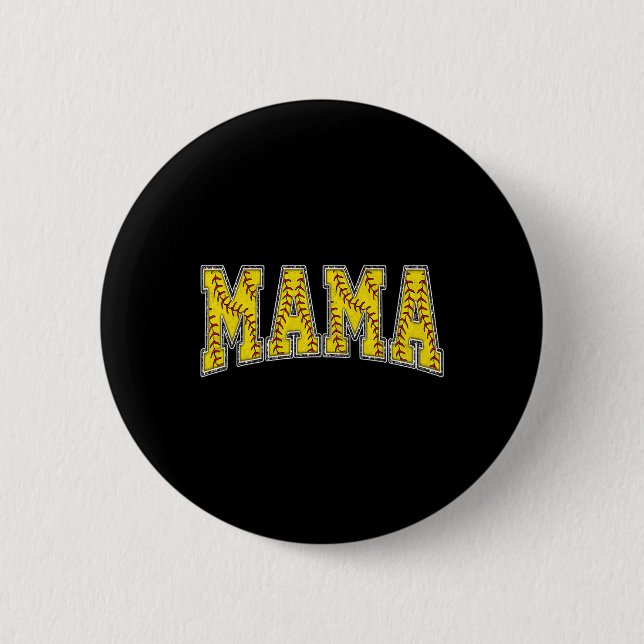 Softball Mamma Softball Mamma Mors Dag Kvinnor Sto Knapp (Framsida)