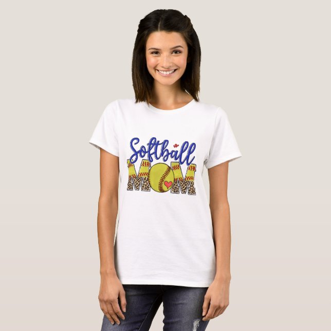 Softball Mamma T Shirt (Hel framsida)