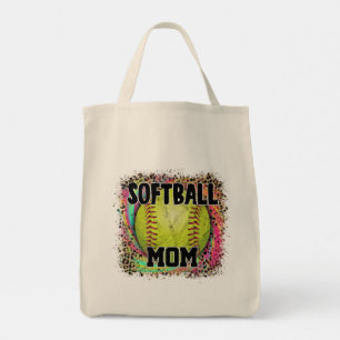 Softball Mamma Tie Dye Leopard Print Gult Boll Tygkasse