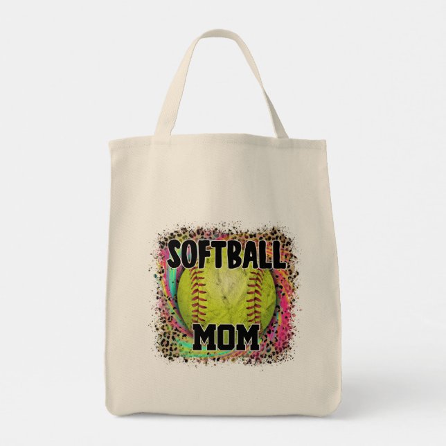 Softball Mamma Tie Dye Leopard Print Gult Boll Tygkasse (Baksida)