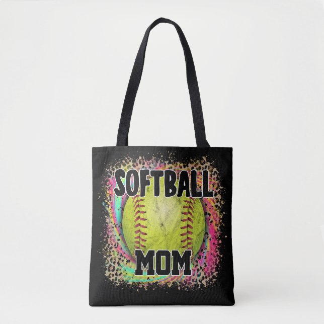 Softball Mamma Tie Dye Leopard Print Gult Boll Tygkasse (Framsida)
