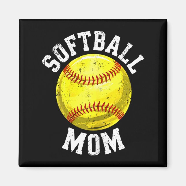 Softball Mamma Tröja Kvinnor Softball Älskare Mamm Magnet (Framsidan)