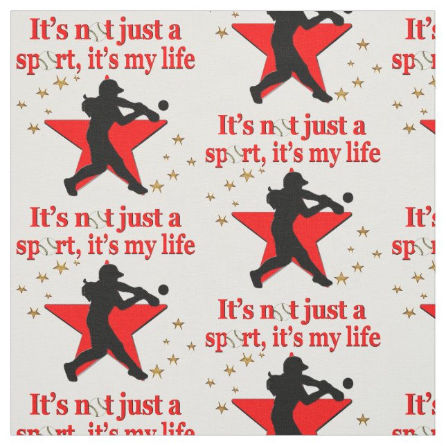 SOFTBALL MED RÖD STAR ÄR MITT LIVSLÄNGD TYG (Provkarta)