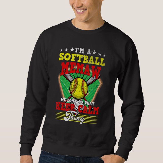 Softball Memaw Gör Inte Det Keep Calm Sak Lång Ärmad Tröja (Framsida)