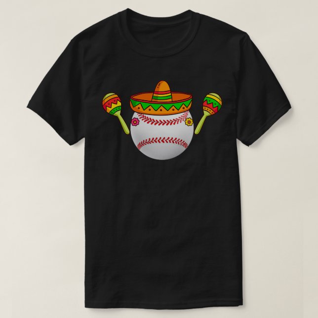 Softball Mexican Hat Cinco De Mayo 4 T Shirt (Design framsida)