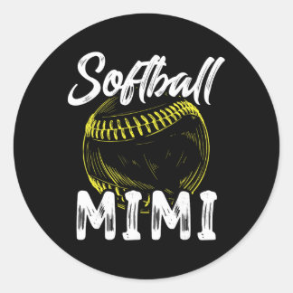 Softball Mimi för kvinnor familjematchande spelare Runt Klistermärke