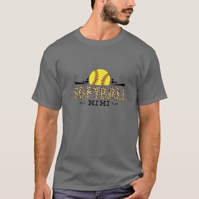 Softball Mimi Leopard Mönster Mor dag Älskare T Shirt (Framsida)