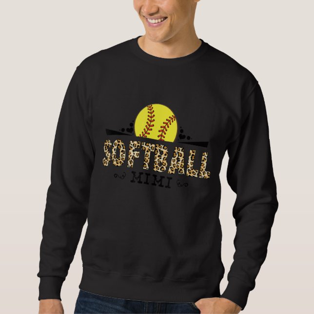 Softball Mimi Leopard Mönster Motheru2019s Day Lång Ärmad Tröja (Framsida)
