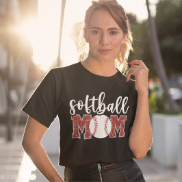 Softball Mom cute bright red text T Shirt