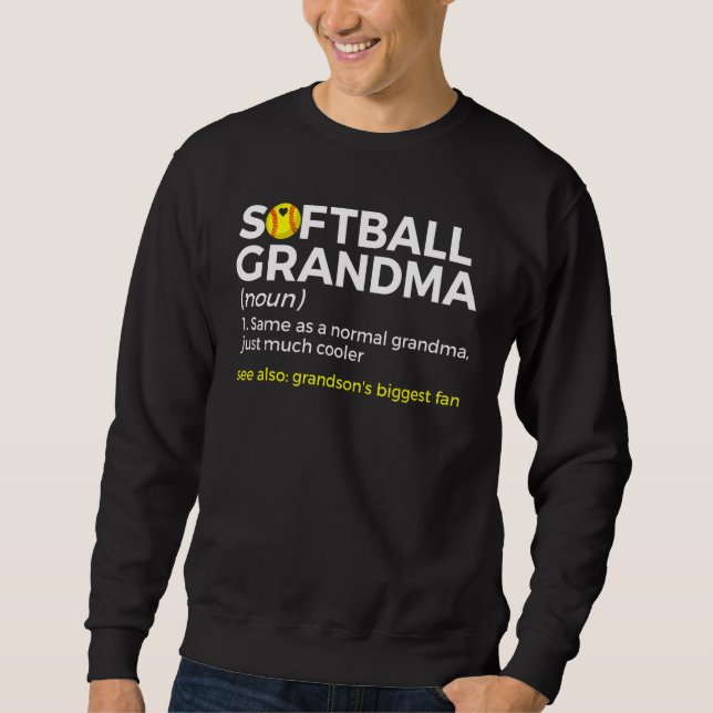 Softball Mormor Definition Barnbarns Största Fan Lång Ärmad Tröja (Framsida)