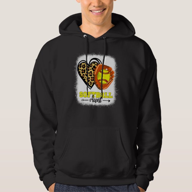 Softball Moster bleached Leopard Heart Glove Softb Hoodie (Framsida)