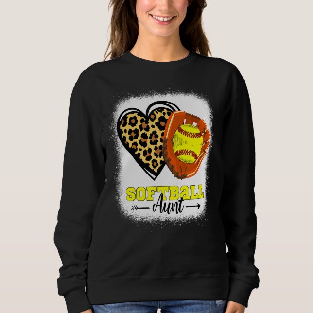Softball Moster bleached Leopard Heart Glove Softb T Shirt (Framsida)