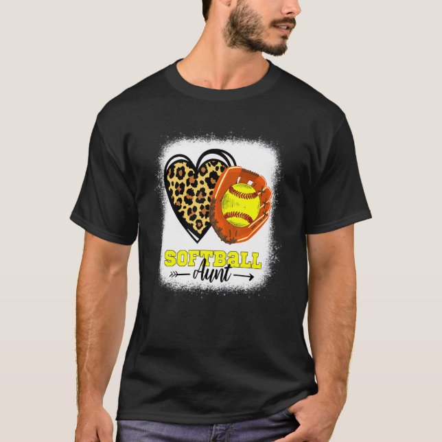 Softball Moster bleached Leopard Heart Glove Softb T Shirt (Framsida)