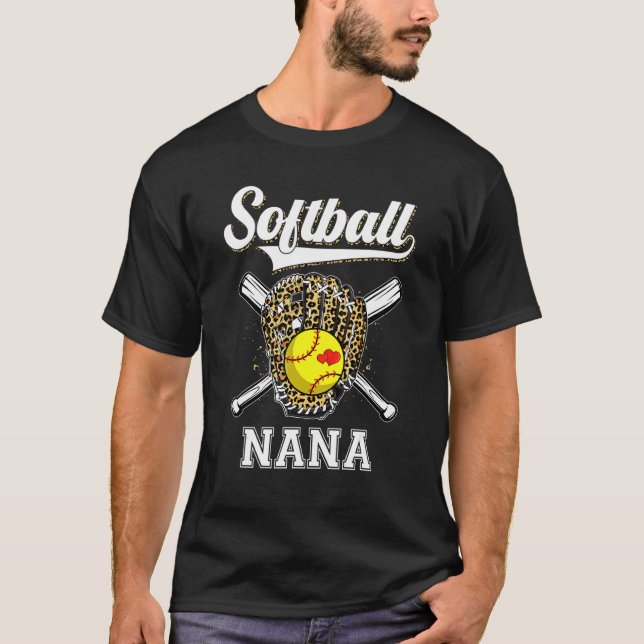 Softball Nana Life Boll Leopard Game Day Mammor D T Shirt (Framsida)