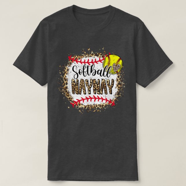 Softball Naynay leopard bleached mors dag T Shirt (Design framsida)