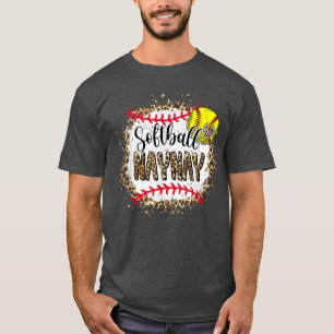Softball Naynay leopard bleached mors dag T Shirt