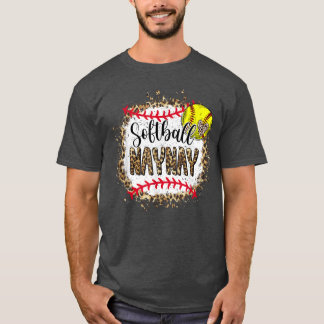 Softball Naynay leopard bleached mors dag T Shirt