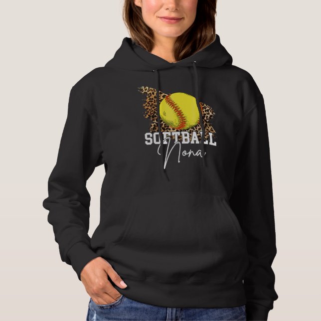 Softball Nona Leopard Heart T Shirt (Framsida)
